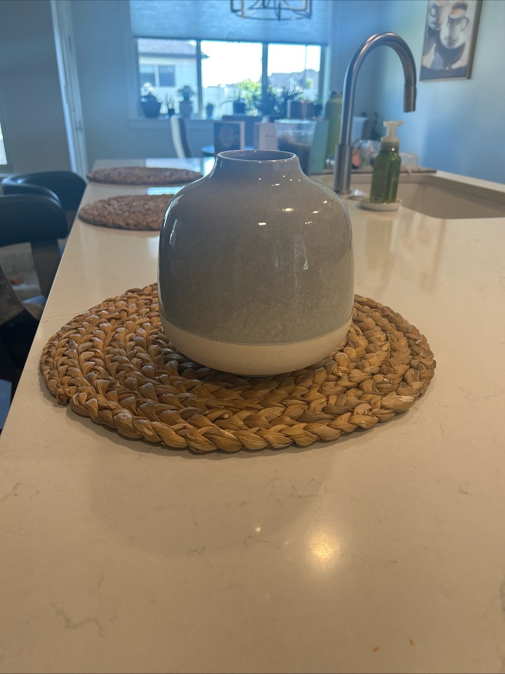 Magnolia Two-Tone Ceramic Vase in Gray and Cree